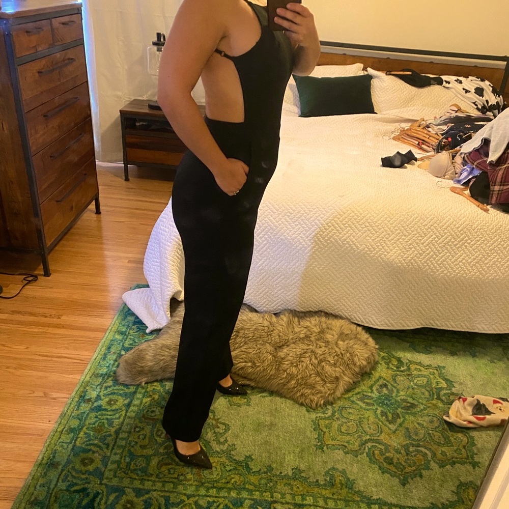 Lulu’s Black Low Back High Neck Jumpsuit
